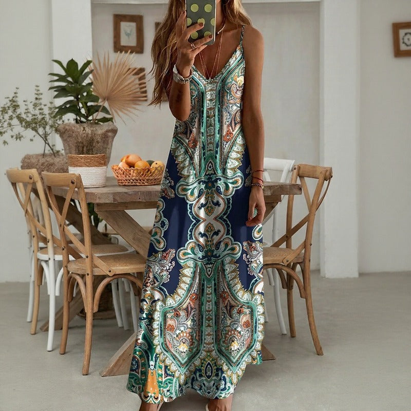 Aruba™ Maxi-Kleid mit ornamentalem Print und feinen Trägern