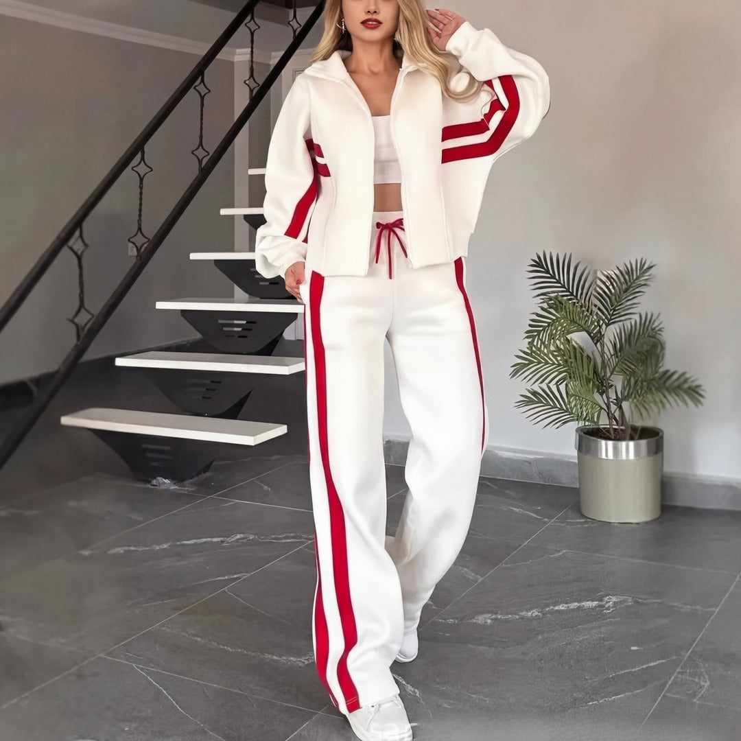 Angelina™ Set mit Stehkragenjacke und modernen Streifen