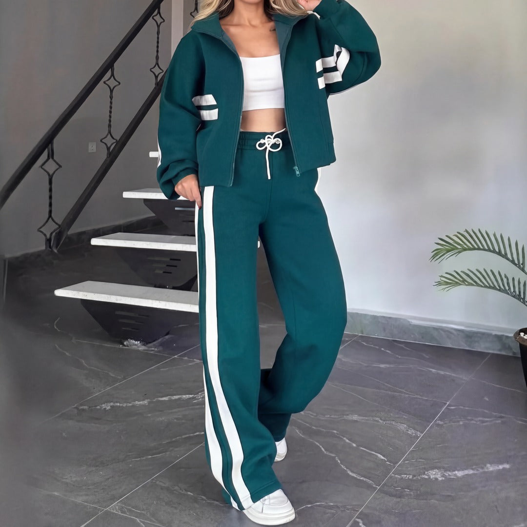 Angelina™ Set mit Stehkragenjacke und modernen Streifen