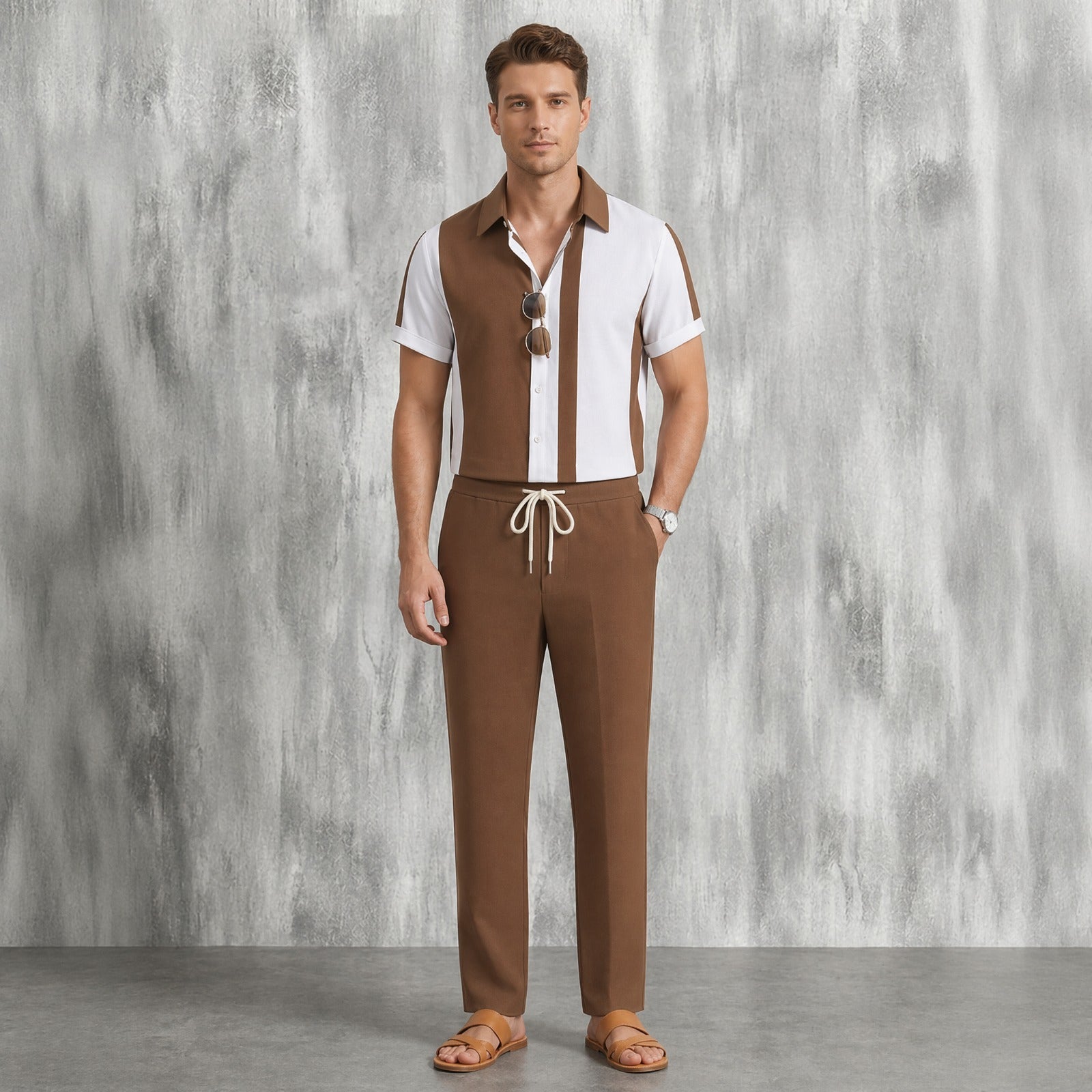 Dionysos™ Set mit asymmetrischen Streifen und Hose mit elastischem Bund