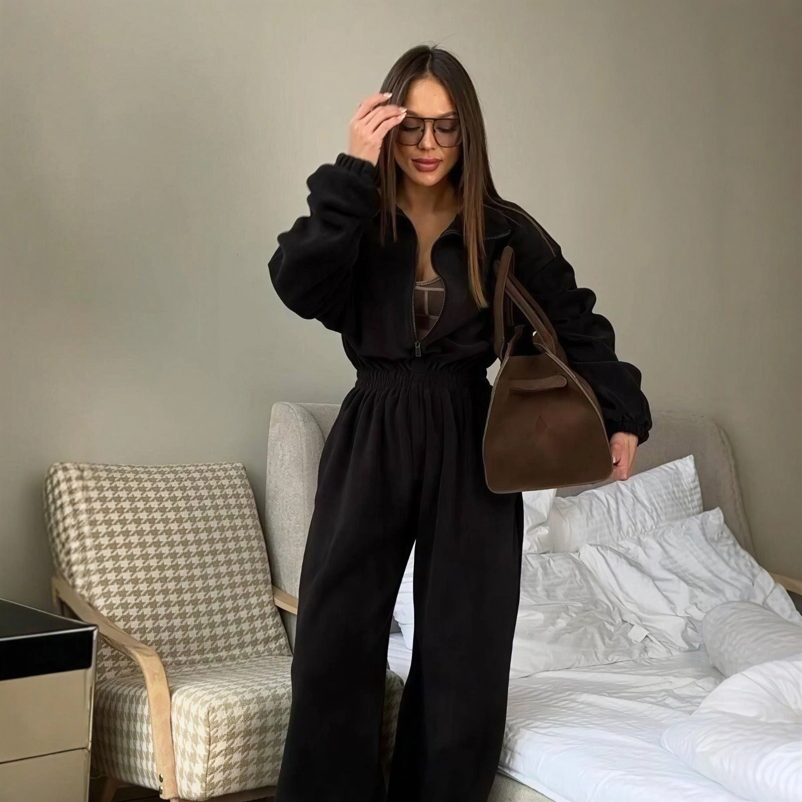 Vancouver™ Sweat-Jumpsuit mit Stehkragen und definierter Taille