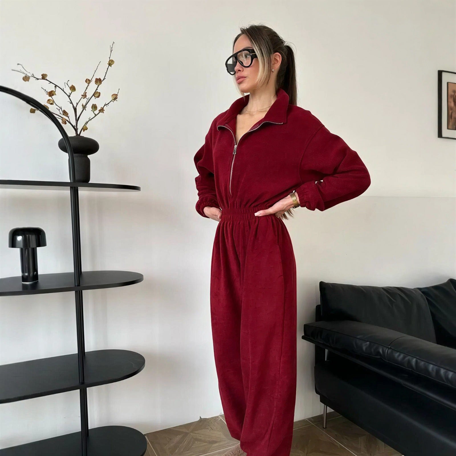 Vancouver™ Sweat-Jumpsuit mit Stehkragen und definierter Taille