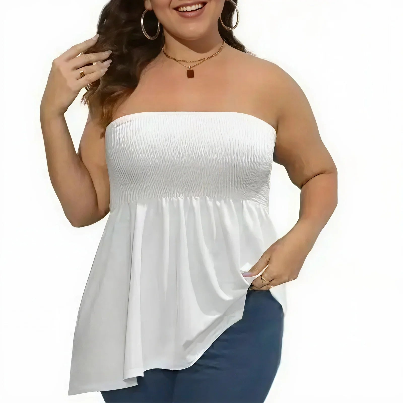 Vellora™-Bluse im Trägerlosen Schnitt mit Fließender Passform