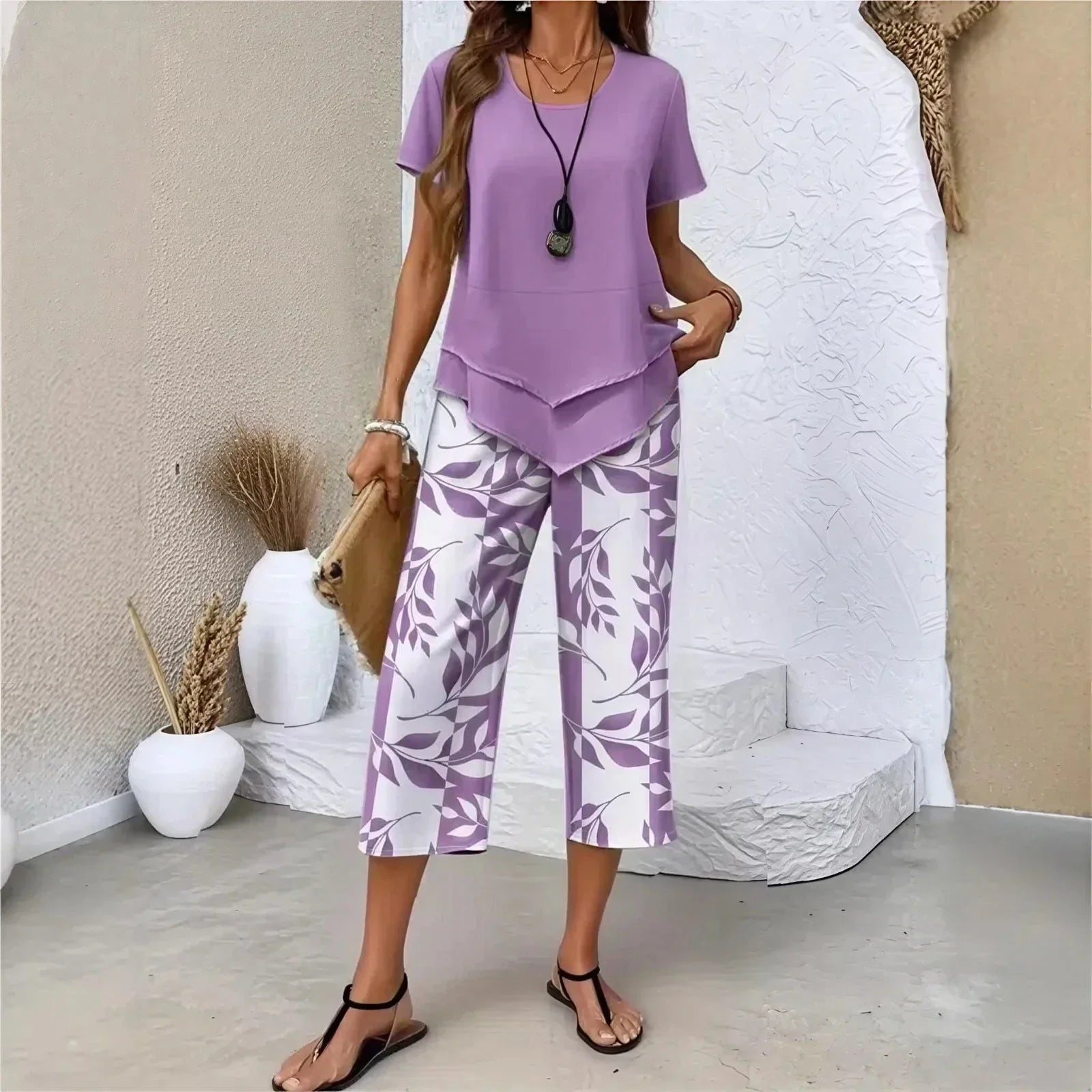 Nativ™ Set mit Lagenbluse und gemusterter Capri Hose