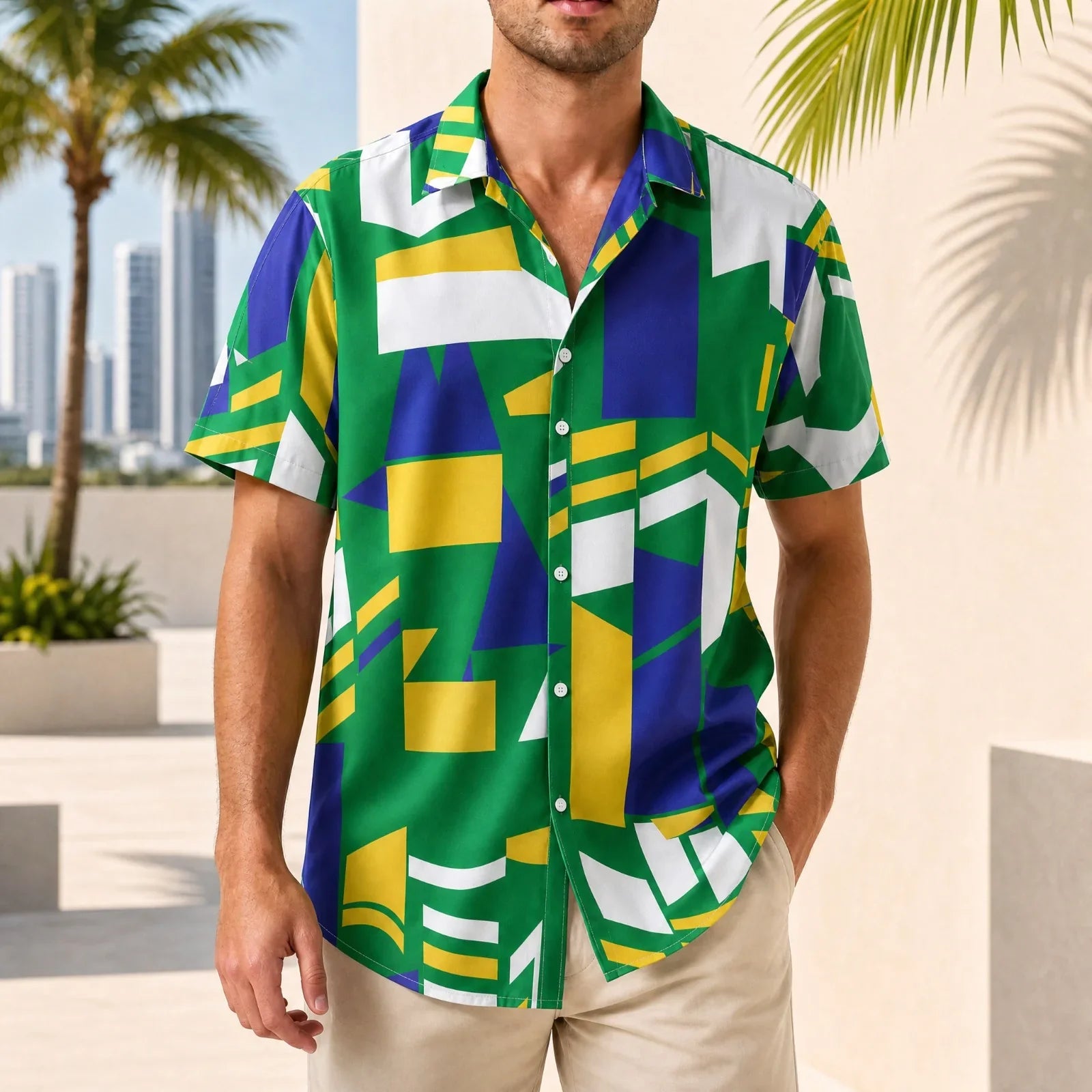 Graffiti™ Hemd mit künstlerischem geometrischem Print und leichtem Fall