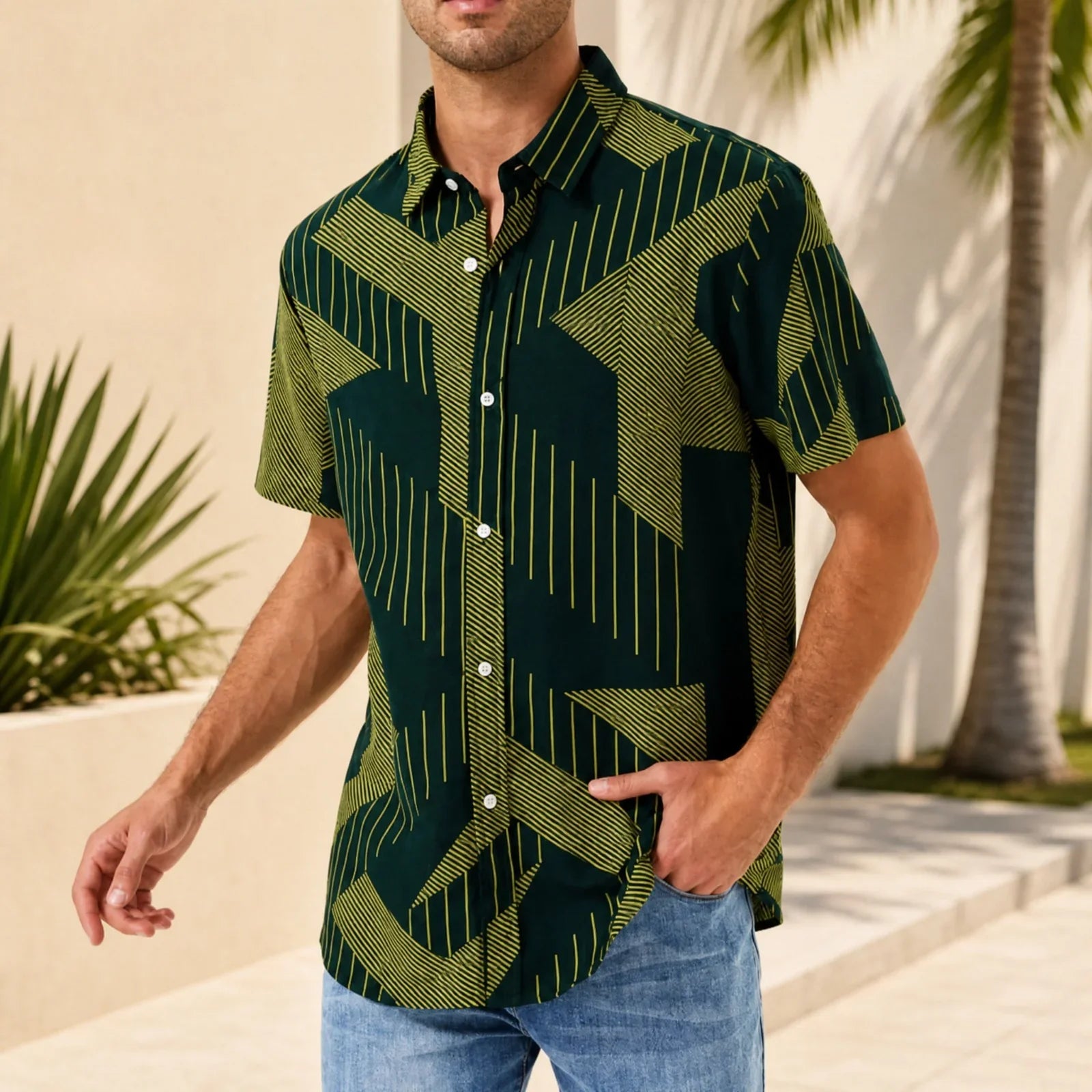 Graffiti™ Hemd mit künstlerischem geometrischem Print und leichtem Fall