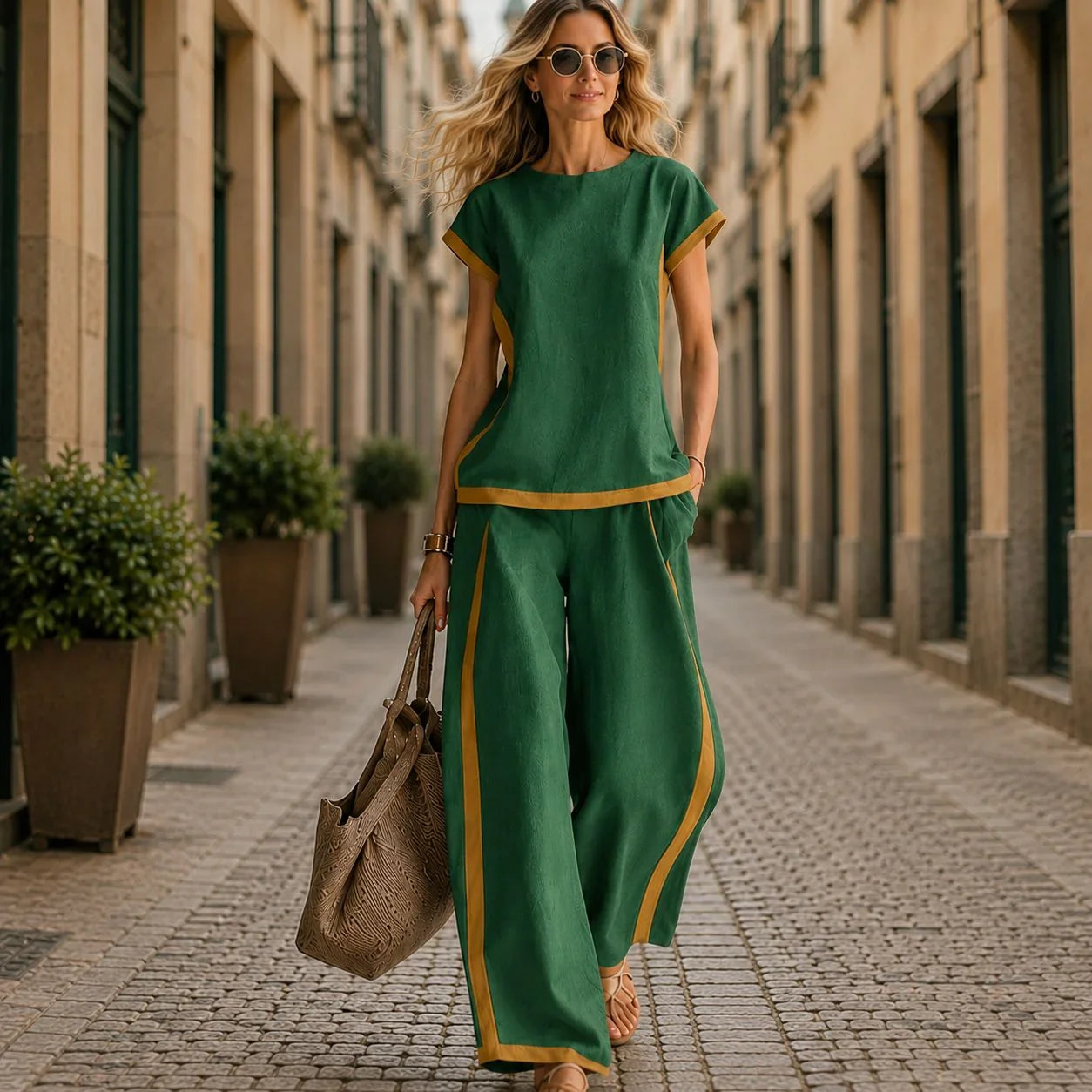 Lissara™-Set mit Minimalistischer Bluse und Einer Hose mit Figurbetonenden Schnitten
