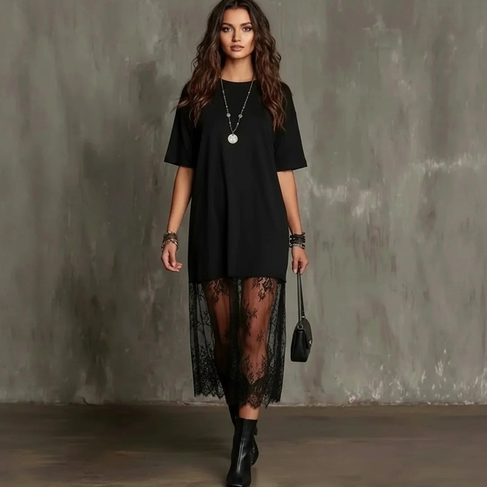 Lorient™ Maxikleid mit Transparentem Spitzenrock