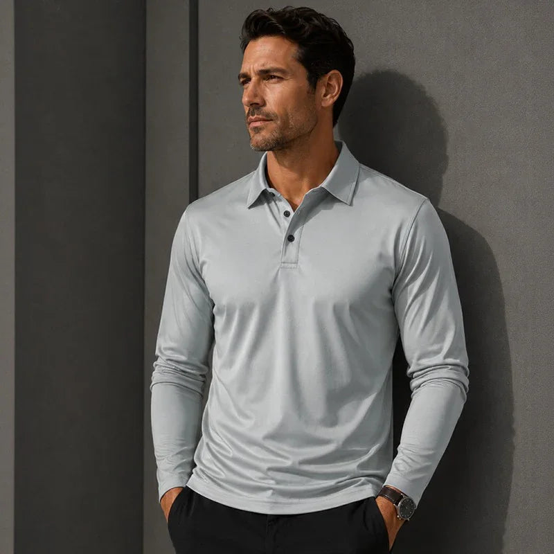 Salvatore™ Langarm-Poloshirt aus Premium-Atmungsaktivem Strick