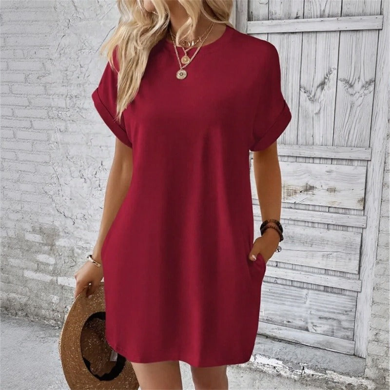 Valentine™ Kleid Mit Fließender Passform und Umgeschlagenen Ärmeln