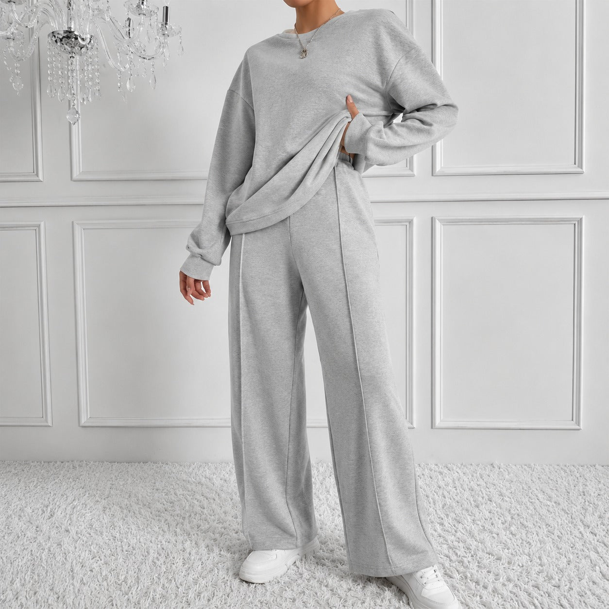 Estelle™ Set mit Weiter Langarmbluse und Wide-Leg-Hose