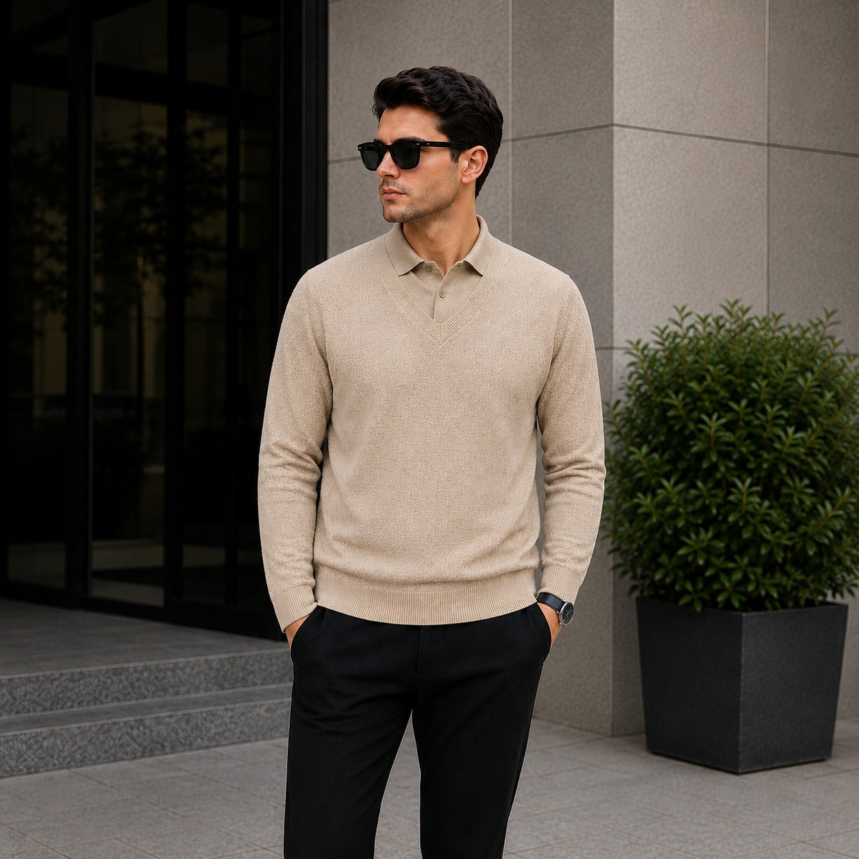 Lyon™ Premium-Strickpullover mit Integriertem Polokragen