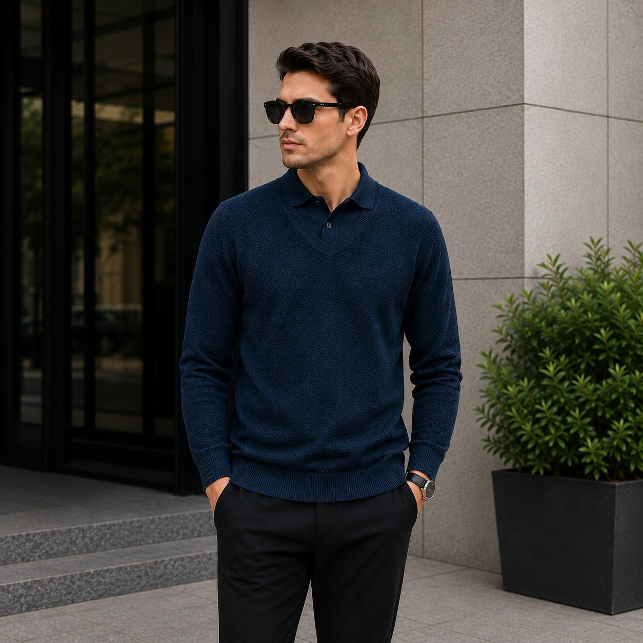 Lyon™ Premium-Strickpullover mit Integriertem Polokragen