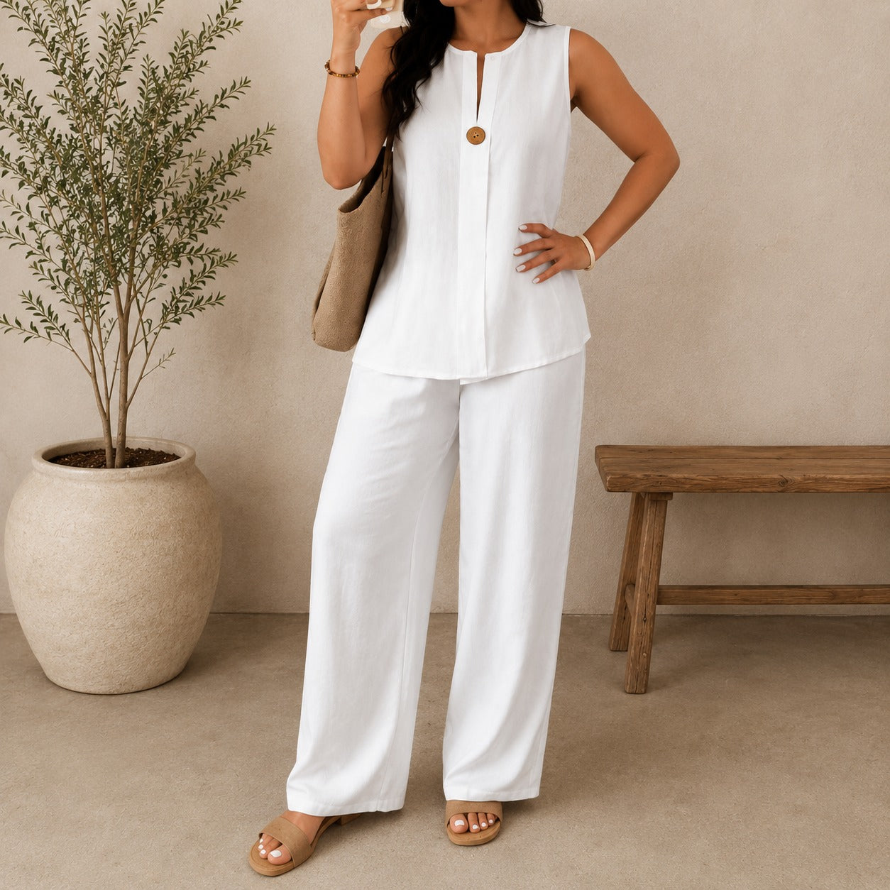 Lucienne™ Set mit Bluse mit Frontausschnitt und Palazzo-Hose