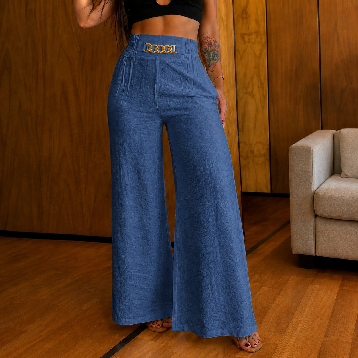 Valenzia™ Hose mit Hoher Taille und Exklusivem Goldenen Detail