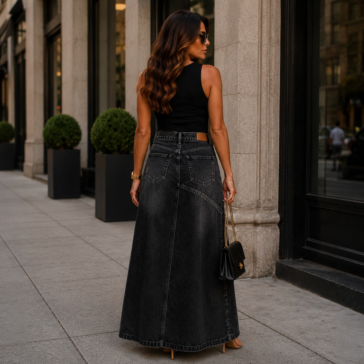 Siena™ Jeans-Maxirock mit Verlängernder Silhouette und Modernem Design