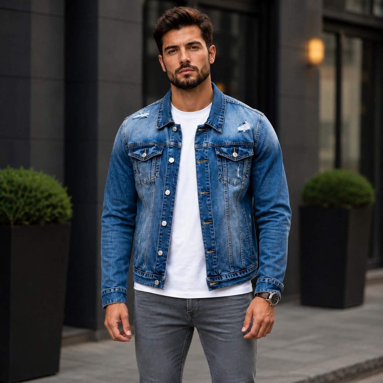 Logan™ Jeansjacke mit Premium Stone-Wash und Distressed-Details