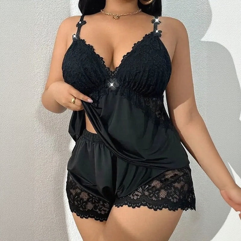 Amara™ Babydoll-Set Mit Top Und Shorts Mit Spitzenbesatz