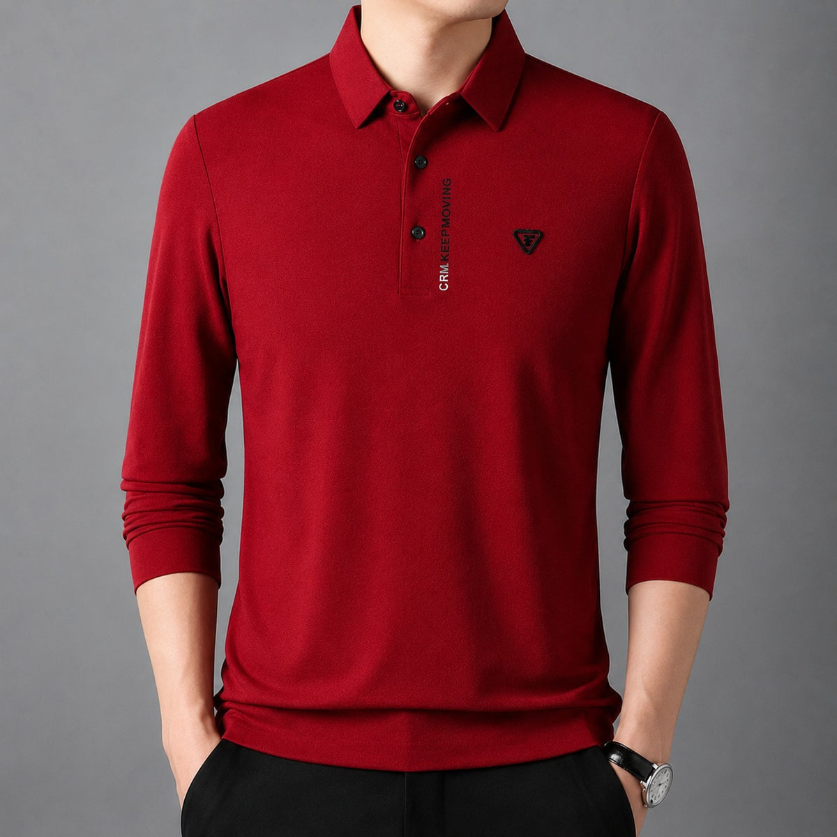 Poloshirt Aldren™ mit feiner Piquéstruktur, Knopfleiste und langen Ärmeln