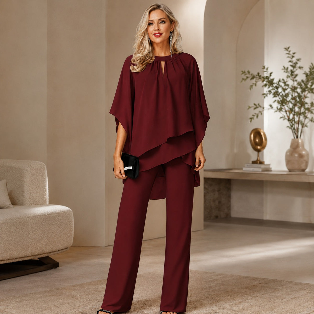 Set Celinne™ mit Mullet-Bluse und gerade geschnittener Hose / Ein kompletter Look für besondere Anlässe