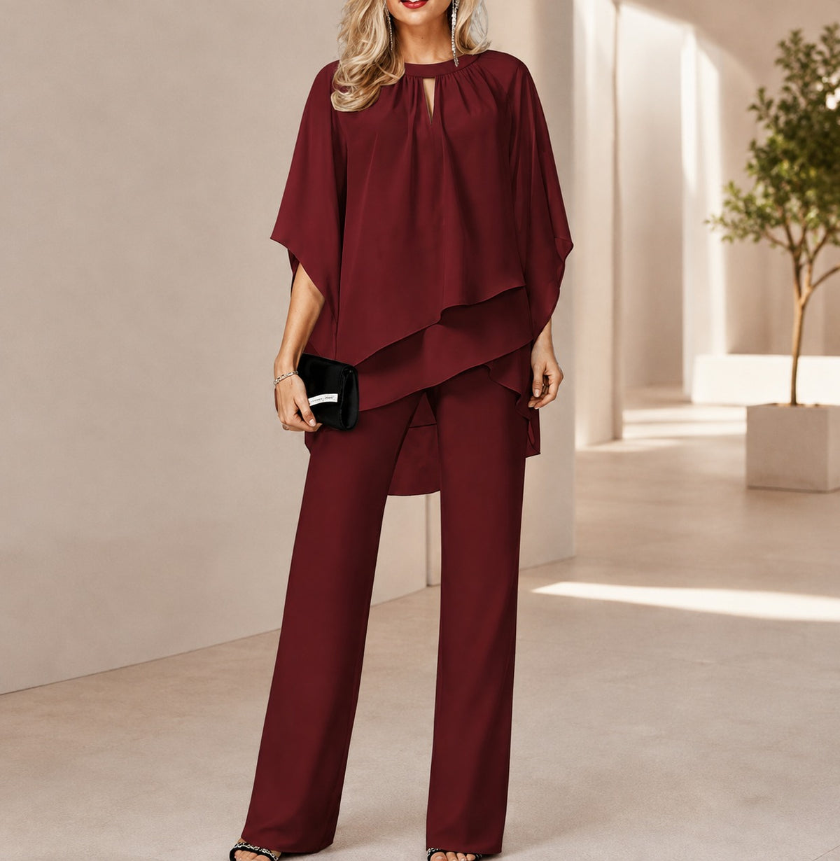 Set Celinne™ mit Mullet-Bluse und gerade geschnittener Hose / Ein kompletter Look für besondere Anlässe