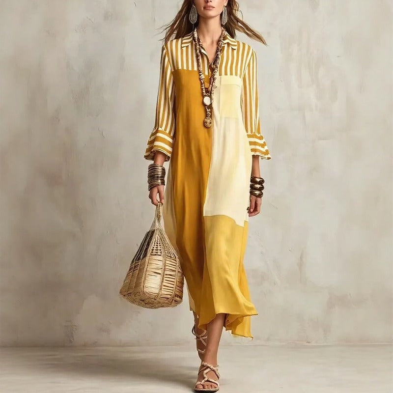Kleid Avelina™ mit Kontrastierenden Farbeinsätzen und 3/4-Ärmeln