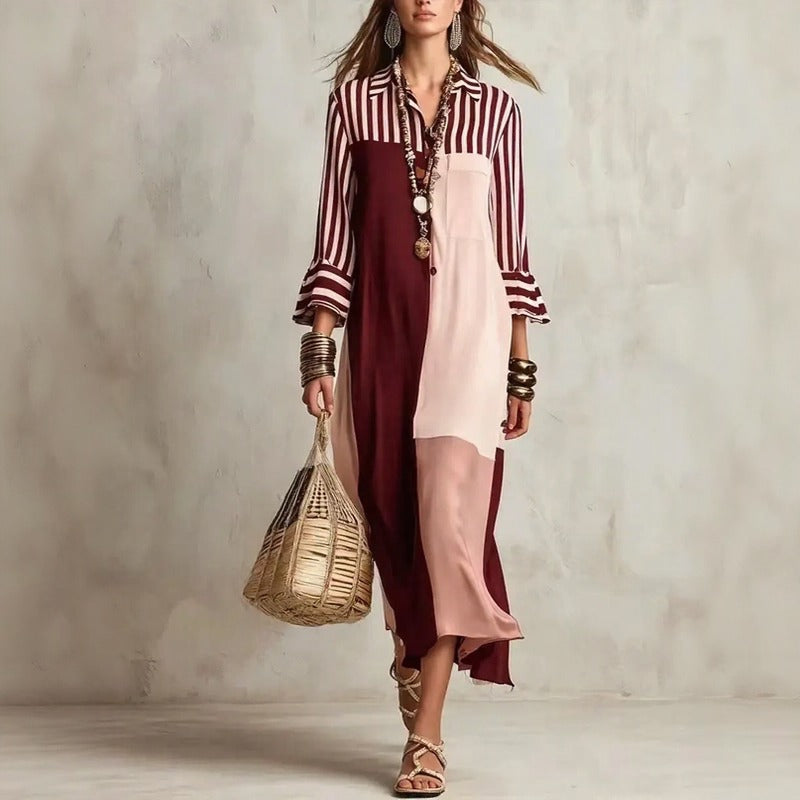 Kleid Avelina™ mit Kontrastierenden Farbeinsätzen und 3/4-Ärmeln