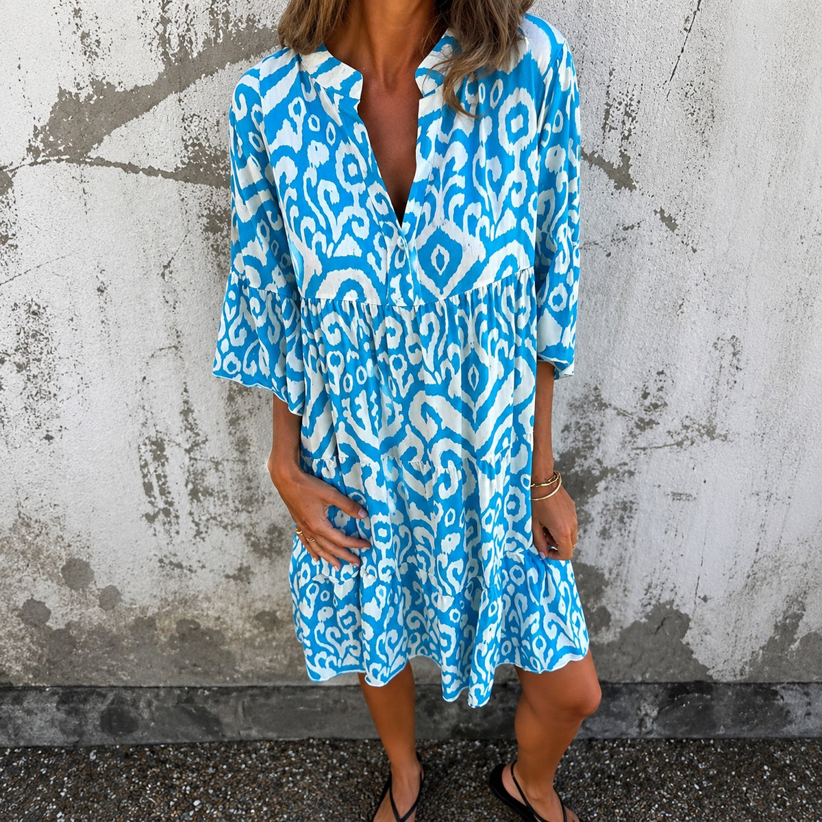 Kleid Amarena™ mit Ornamentalem Abstraktem Muster und 3/4-Ärmeln