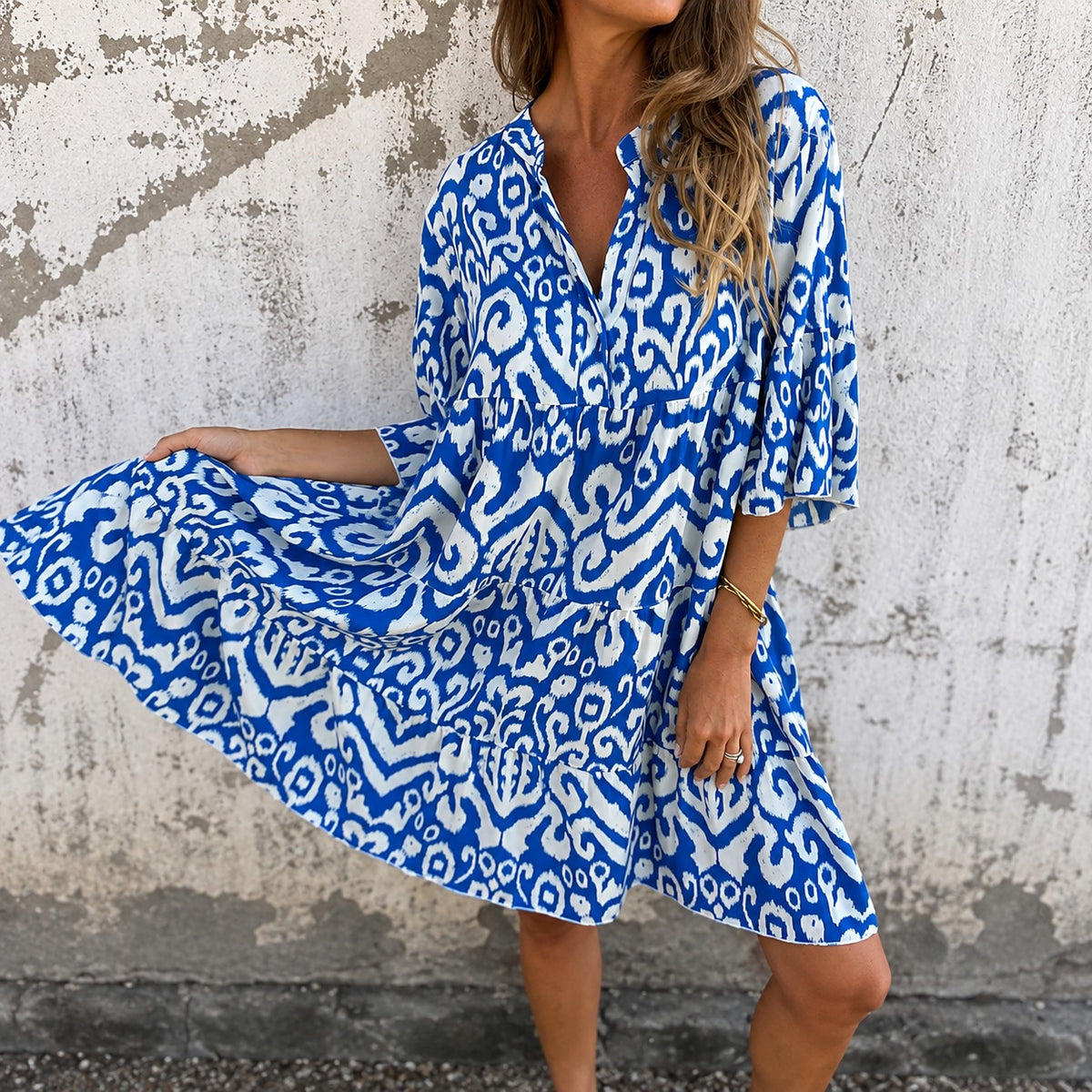 Kleid Amarena™ mit Ornamentalem Abstraktem Muster und 3/4-Ärmeln