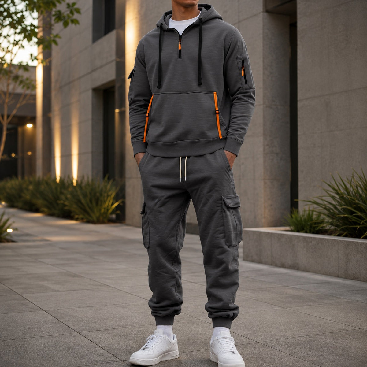 Set Drevon™ mit Hoodie mit Utility-Taschen und Cargo-Joggerhose