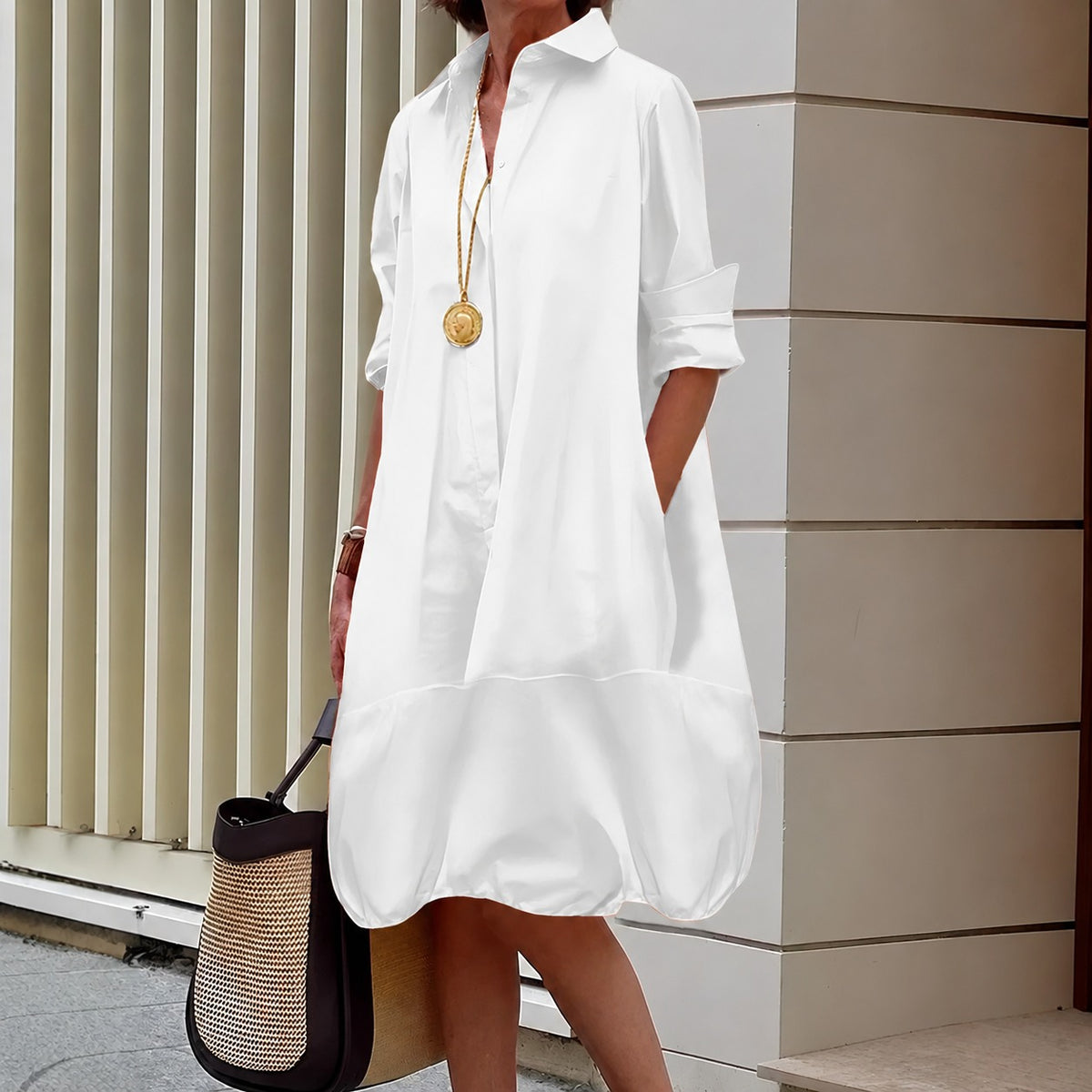 Hemdkleid Alva™ mit weitem Schnitt und voluminösem Ballonsaum