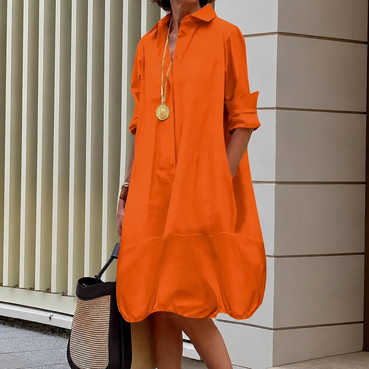 Hemdkleid Alva™ mit weitem Schnitt und voluminösem Ballonsaum