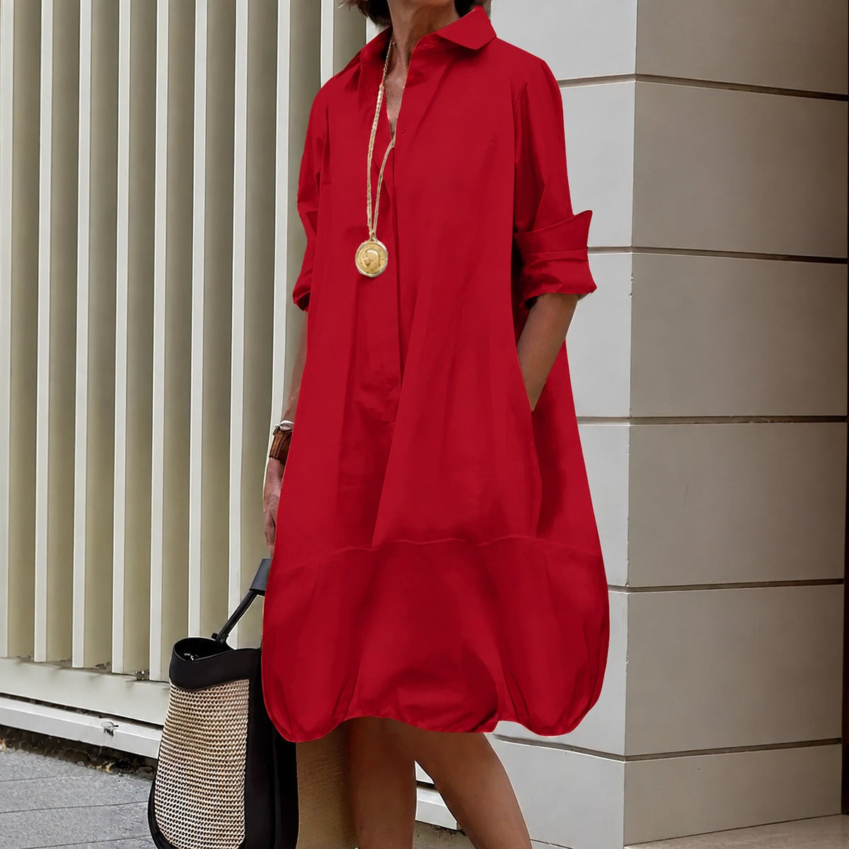 Hemdkleid Alva™ mit weitem Schnitt und voluminösem Ballonsaum