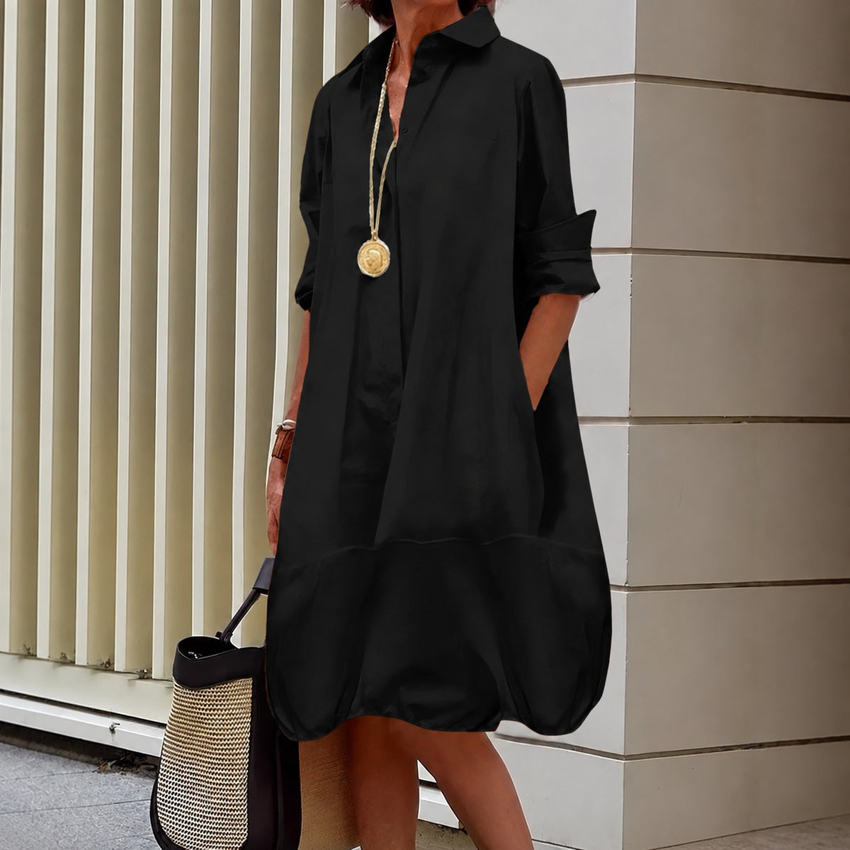 Hemdkleid Alva™ mit weitem Schnitt und voluminösem Ballonsaum