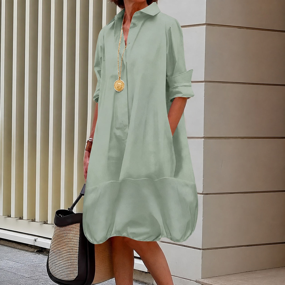 Hemdkleid Alva™ mit weitem Schnitt und voluminösem Ballonsaum