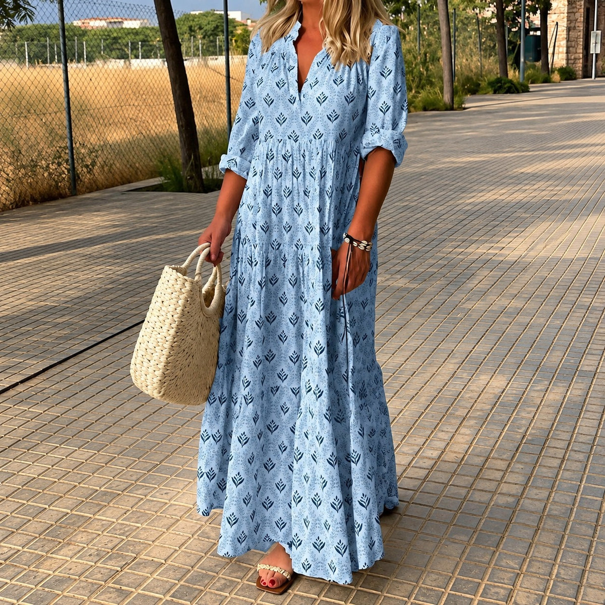 Marena™ Kleid mit Ornamentalem Muster und 3/4-Ärmeln