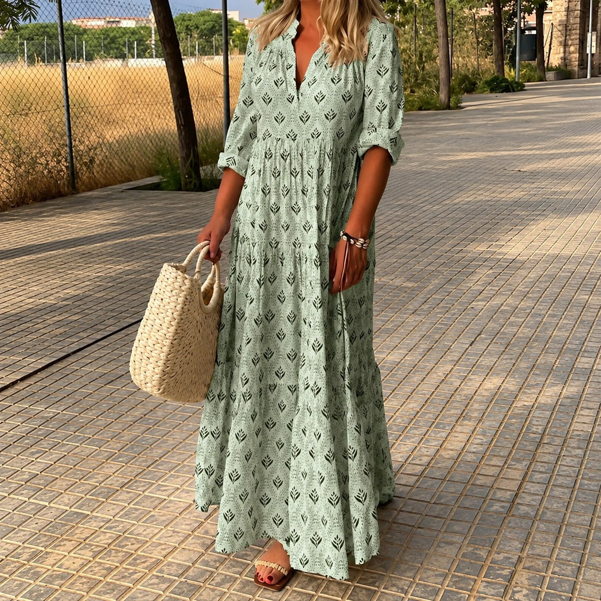 Marena™ Kleid mit Ornamentalem Muster und 3/4-Ärmeln