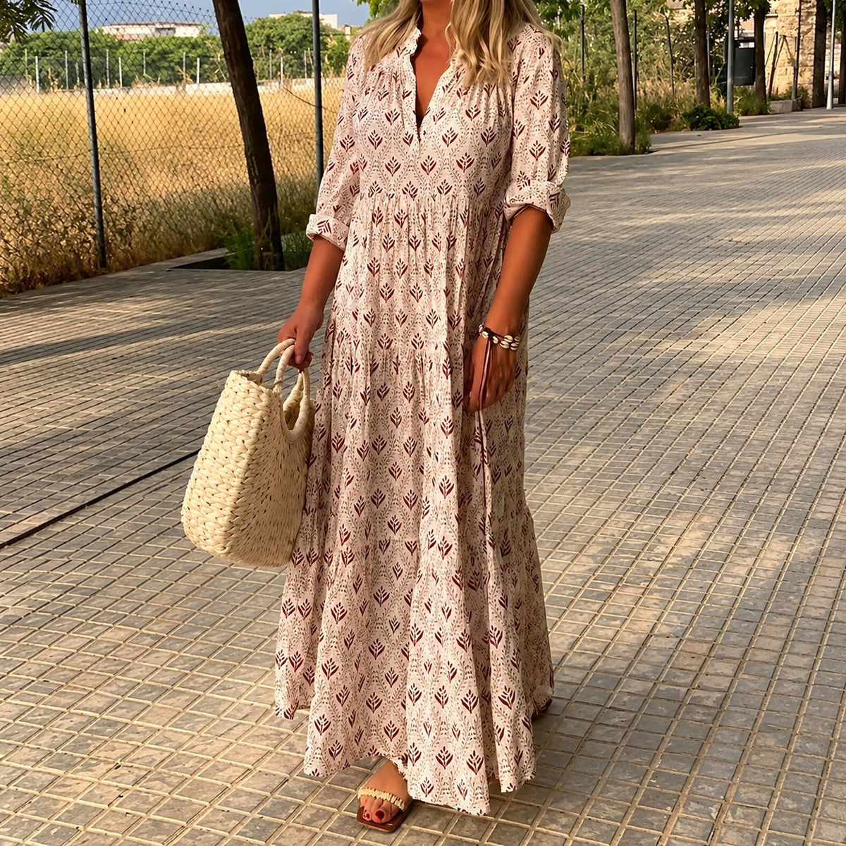 Marena™ Kleid mit Ornamentalem Muster und 3/4-Ärmeln