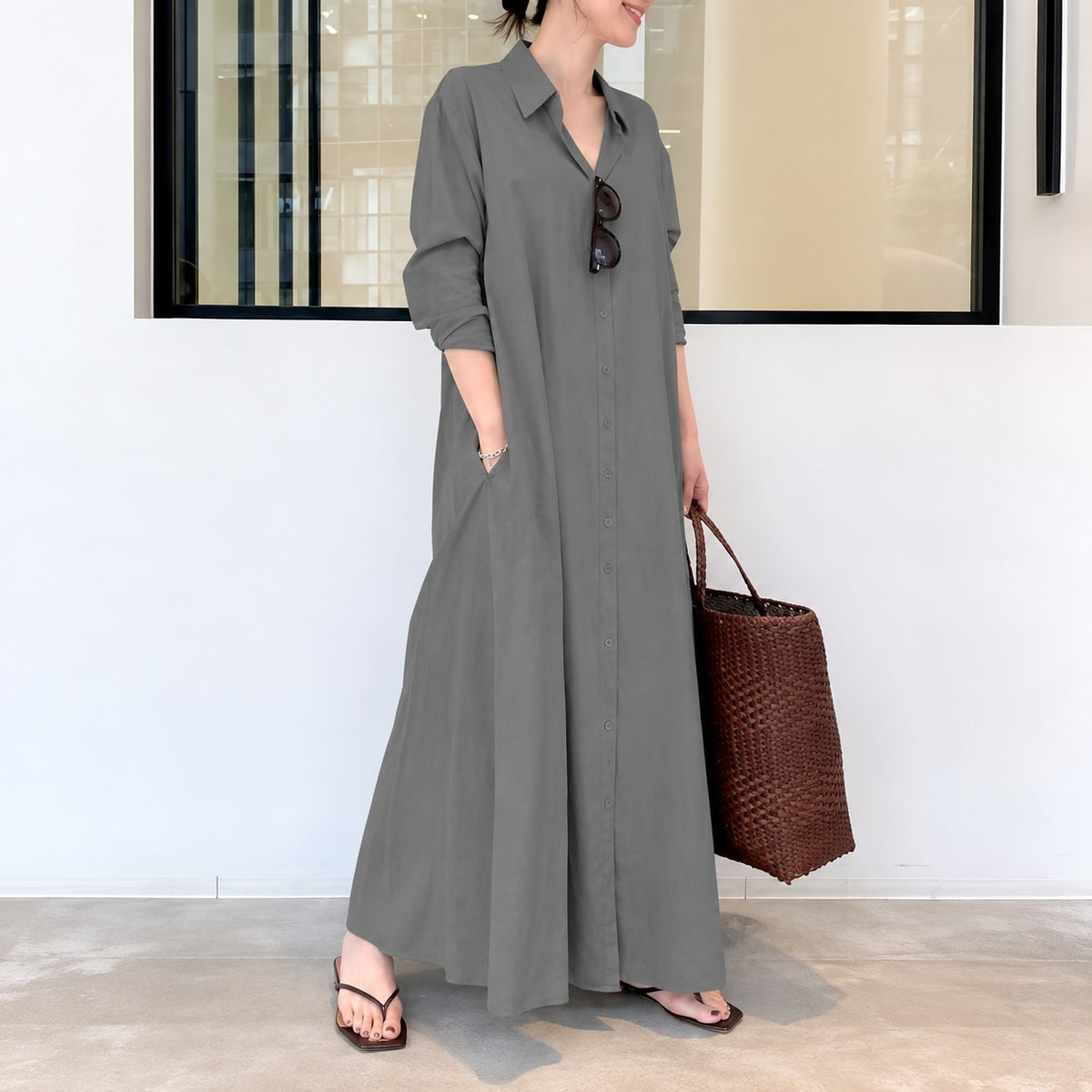 Kleid Elsa™ mit Hemdkragen und weitem Schnitt