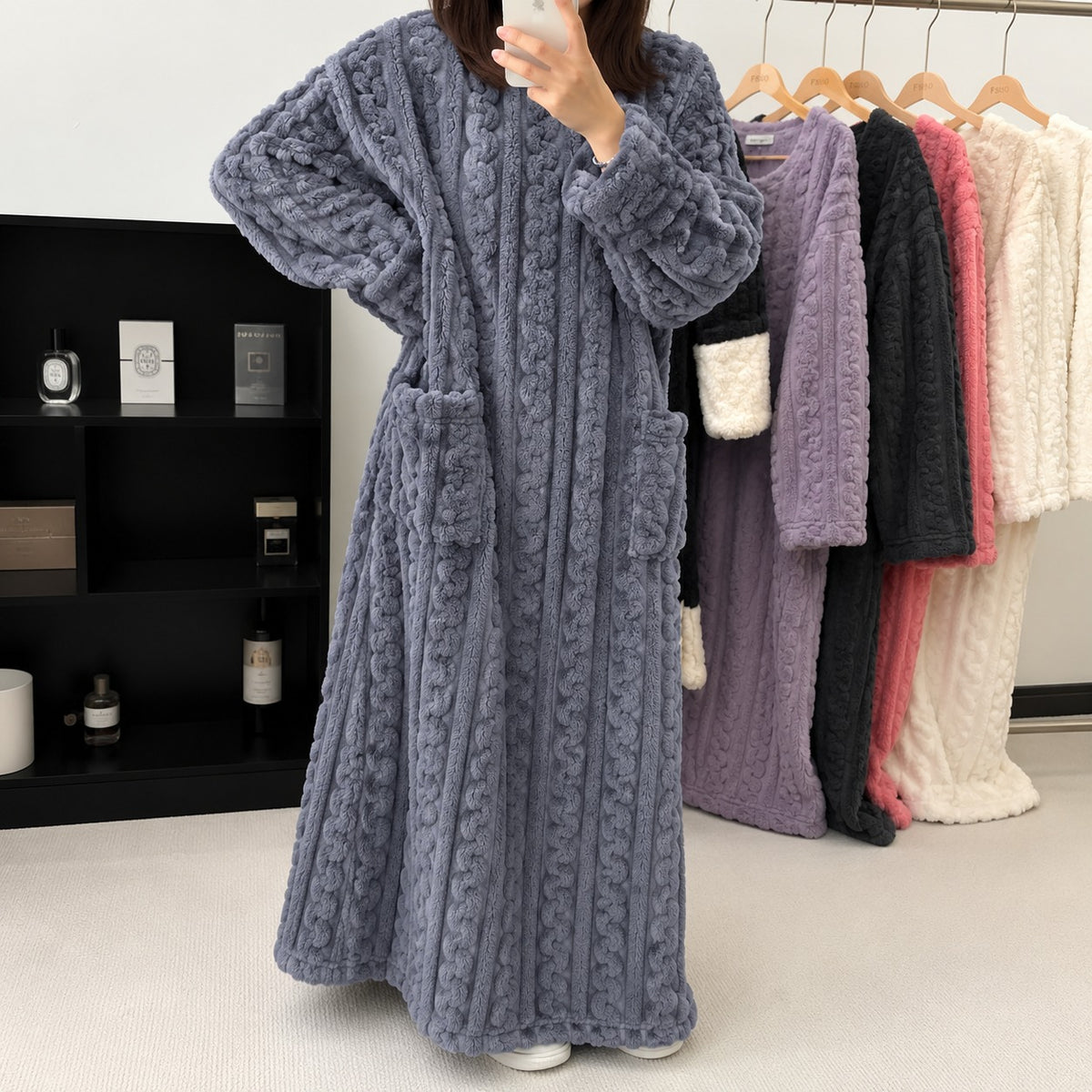 Luna™ Langer Pyjama im Decken-Stil mit Warmem, Flauschigem Griff und Weicher Textur