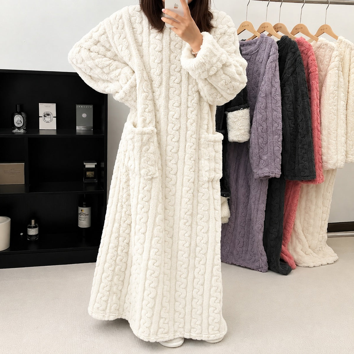 Luna™ Langer Pyjama im Decken-Stil mit Warmem, Flauschigem Griff und Weicher Textur