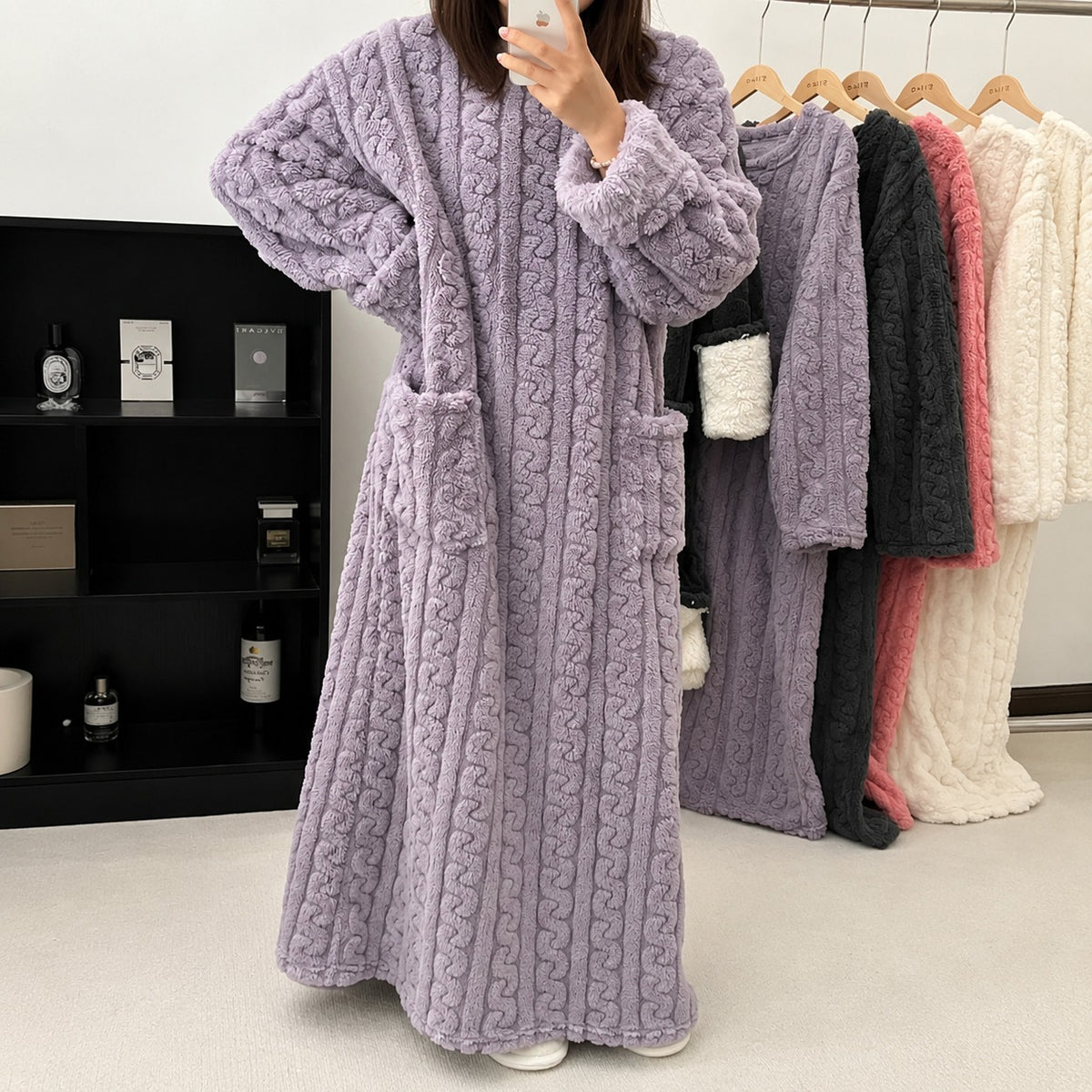 Luna™ Langer Pyjama im Decken-Stil mit Warmem, Flauschigem Griff und Weicher Textur