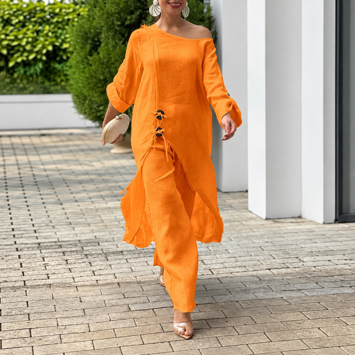 Zweiteiler Norderney™ mit asymmetrischem Oberteil und locker fallender Hose