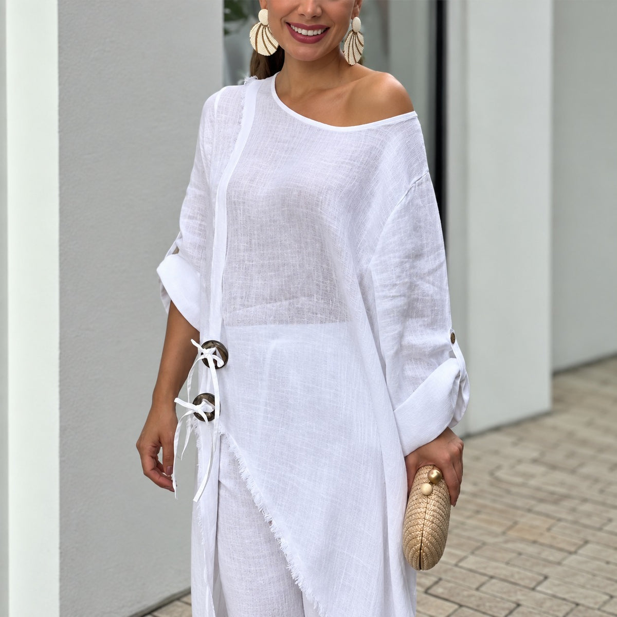 Zweiteiler Norderney™ mit asymmetrischem Oberteil und locker fallender Hose