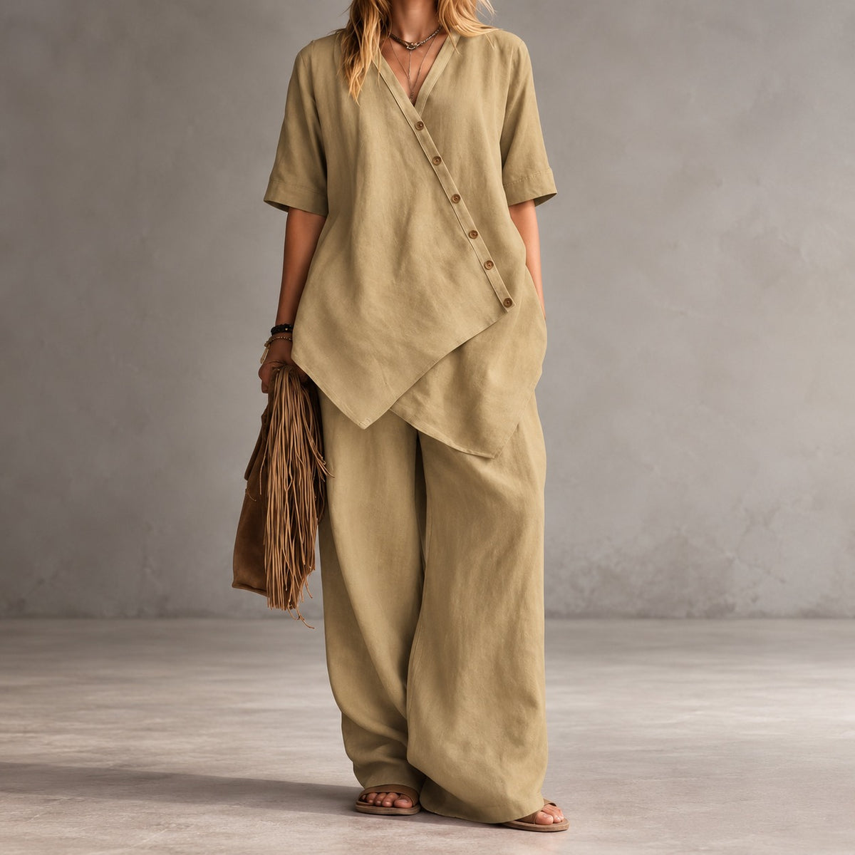 Noemi™ Set mit asymmetrischer Bluse und Palazzo-Hose