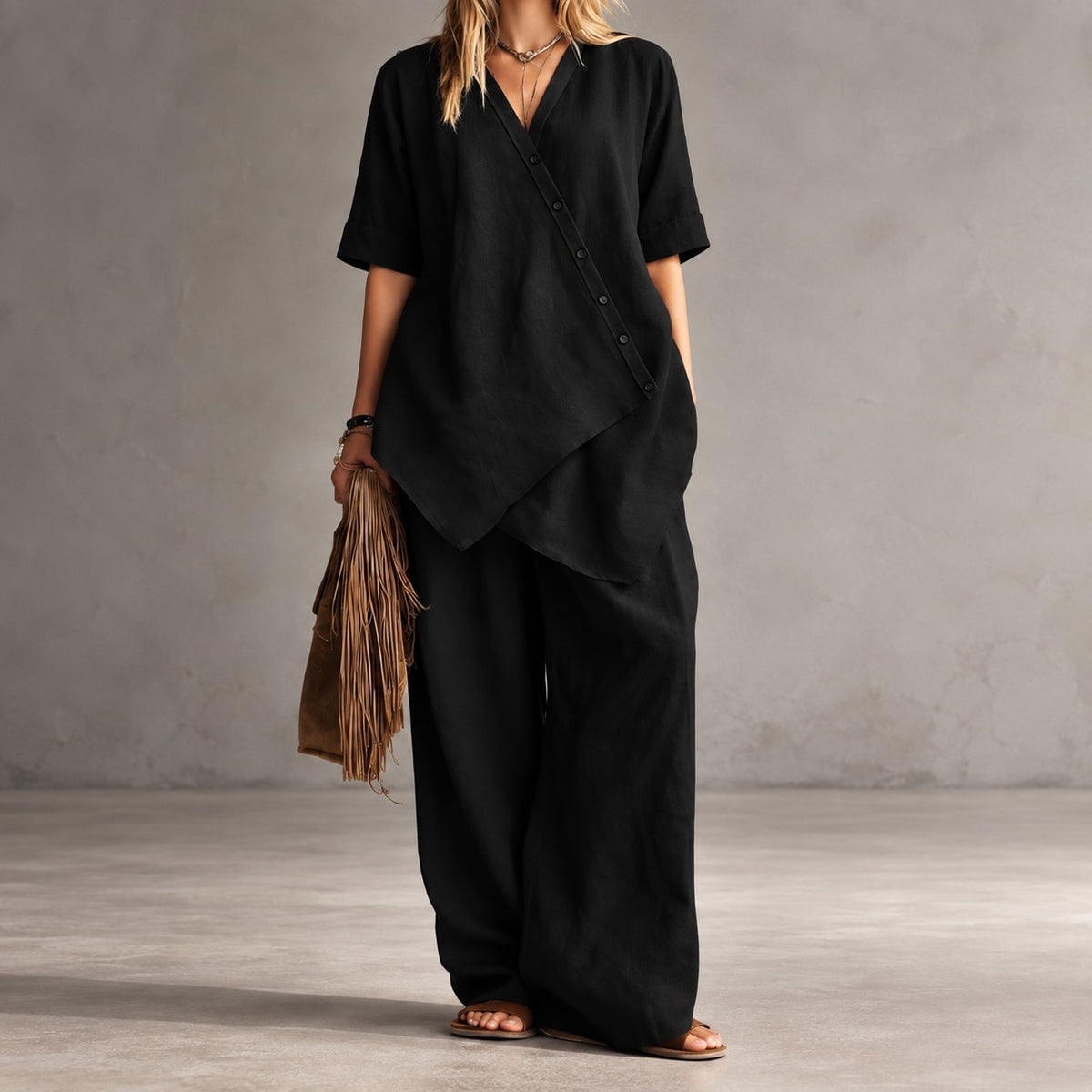 Noemi™ Set mit asymmetrischer Bluse und Palazzo-Hose