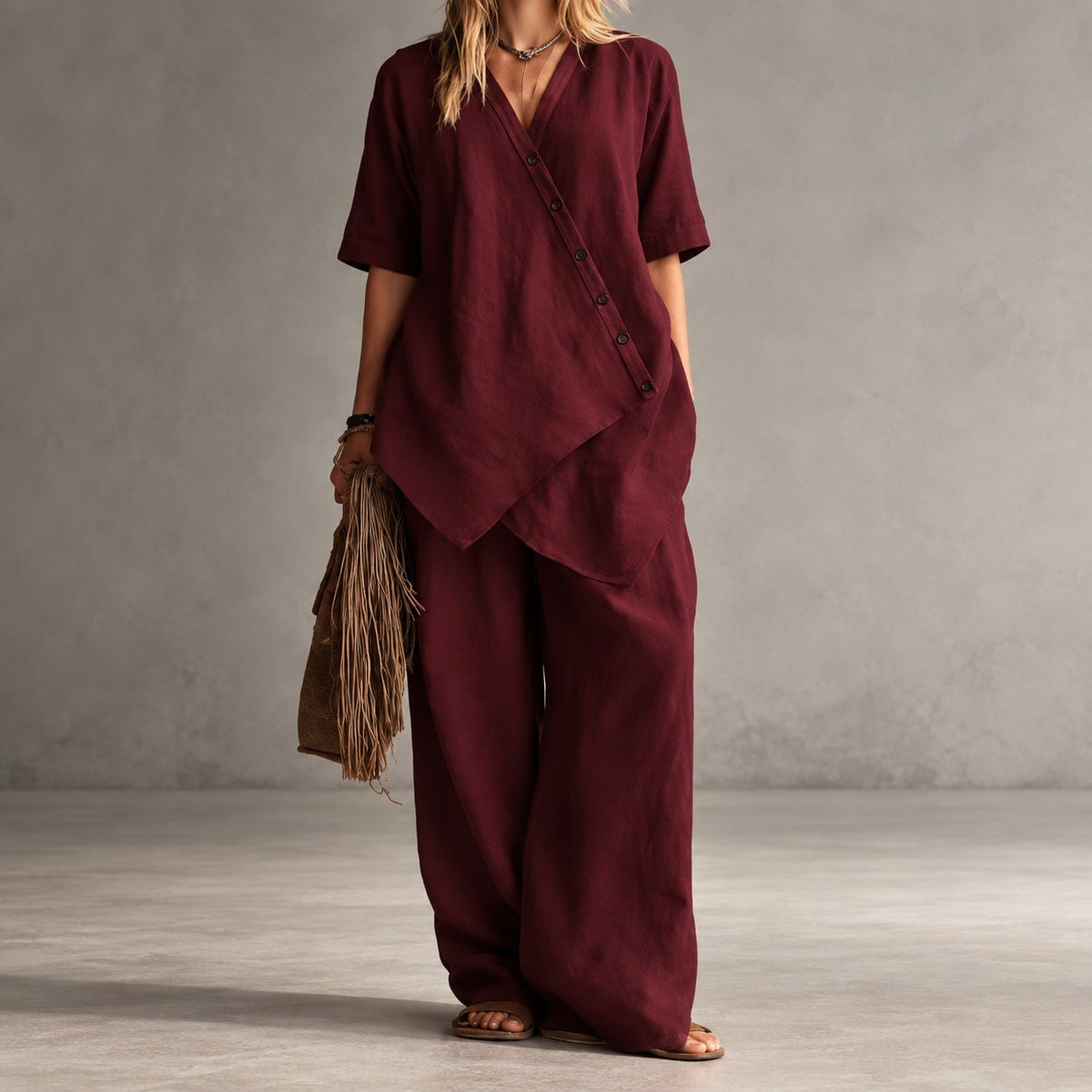 Noemi™ Set mit asymmetrischer Bluse und Palazzo-Hose