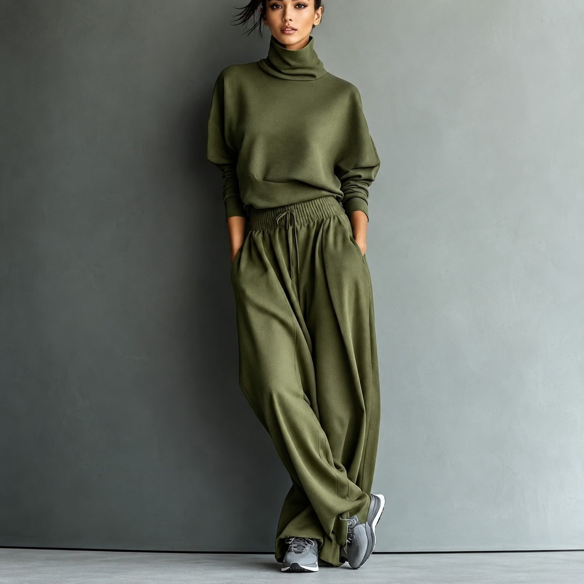 Zweiteiler Sandra™ mit Rollkragenoberteil und weiter Hose mit Kordelzug