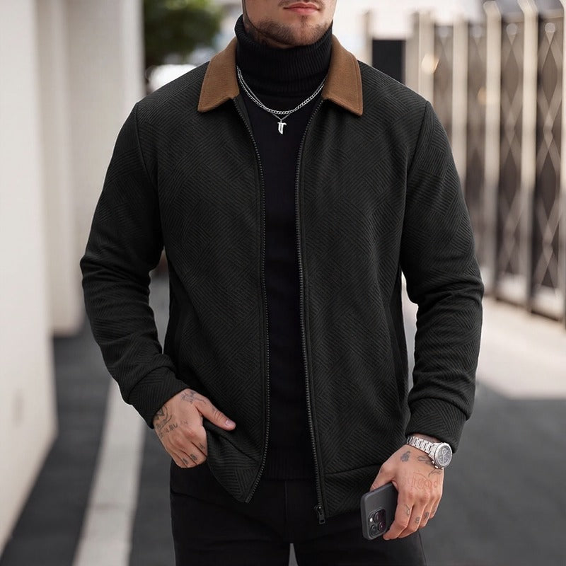 Alaric™ Jacke mit Strukturiertem Chevron-Gewebe und Kontrastierendem Kragen
