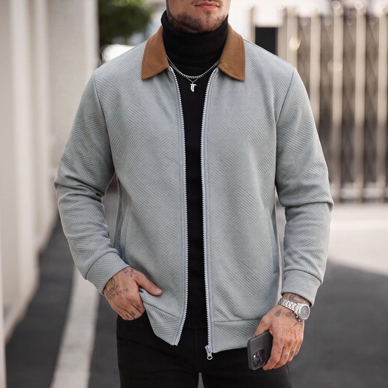 Alaric™ Jacke mit Strukturiertem Chevron-Gewebe und Kontrastierendem Kragen